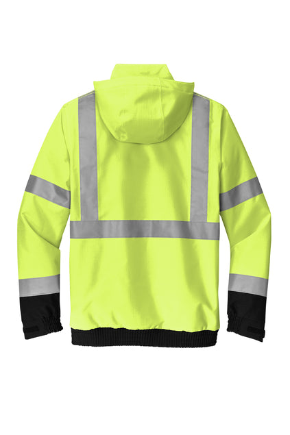 CornerStone® ANSI 107 Class 3 Waterproof Insulated Ripstop Bomber Jacket (Black logo on left sleeve)