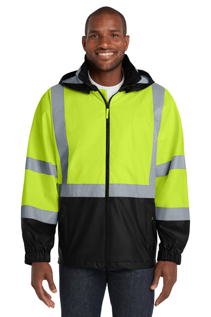 CornerStone® ANSI 107 Class 3 Safety Windbreaker (Black logo on left sleeve)