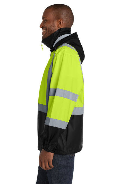 CornerStone® ANSI 107 Class 3 Safety Windbreaker (Black logo on left sleeve)