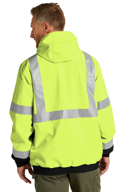 CornerStone® ANSI 107 Class 3 Waterproof Insulated Ripstop Bomber Jacket (Black logo on left sleeve)