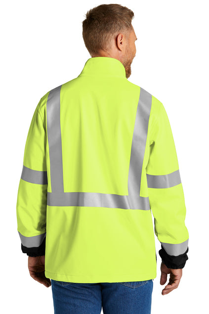 CornerStone® ANSI 107 Class 3 Soft Shell Jacket (Black logo on left sleeve)