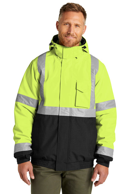 CornerStone® ANSI 107 Class 3 Economy Waterproof Insulated Bomber Jacket  (Black logo on left sleeve)