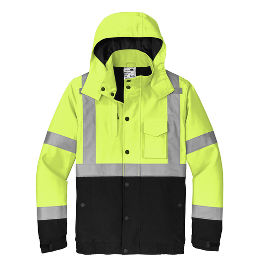 CornerStone® ANSI 107 Class 3 Economy Waterproof Insulated Bomber Jacket  (Black logo on left sleeve)