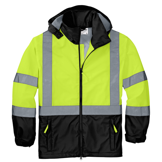 CornerStone® ANSI 107 Class 3 Safety Windbreaker (Black logo on left sleeve)